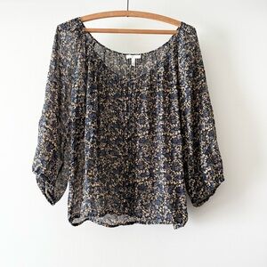 Joie Silk Floral Blouse Large Floral Top Semi Sheer L